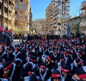 احتشد المشاركون في مجمع "سيد الشهداء" والشوارع المحيطة به في الضاحية الجنوبية لبيروت