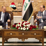 المالكي خلال استقباله بمكتبه اليوم نقيب الصحفيين مؤيد اللامي